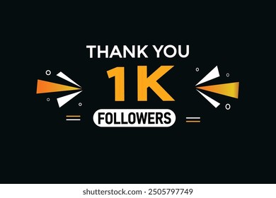 thank you 1K followers  vector illustration social media post  subscribers or followers animation design banner 
