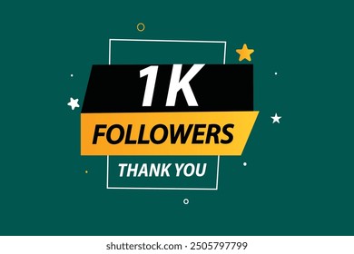 thank you 1K followers  vector illustration social media post  subscribers or followers animation design banner 
