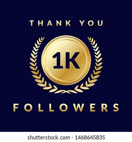 Thank you 1k folowers. Elegant design for Social Networks. Web user or blogger celebrates a large number of subscribers. 