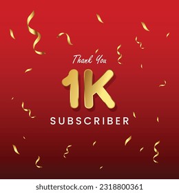 Thank you 1k subscriber celebration vector banner