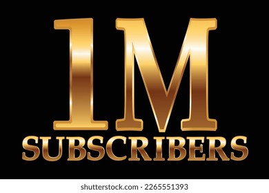 Thank you 1m 1 million subscribers followers design template social network number anniversary. Social 1m 1 million subscribers golden number friends thousand celebration.