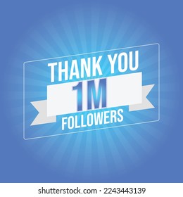 Thank you 1m followers congratulation template banner. 1m followers celebration