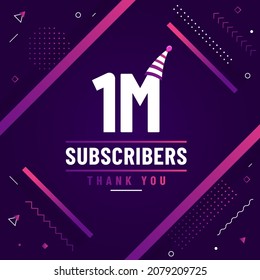 Thank you 1M subscribers, 1000000 subscribers celebration modern colorful design.