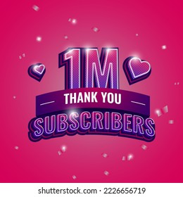Vielen Dank, dass Sie 1 M Abonnenten. Vektorgrafik der Zahlen für Social Media 1 Million Abonnenten, Vielen Dank