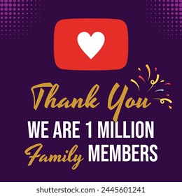 Vielen Dank 1 Million Abonnenten Vektorgrafik Post, wir sind Millionen Familienmitglieder Abonnenten Feier