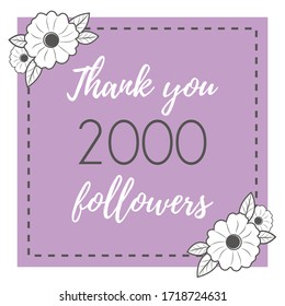 Thank you 2 000 followers social media vector design 