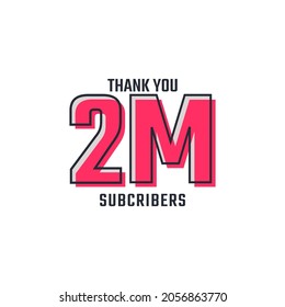 Thank You 2 M Subscribers Celebration Background Design. 2000000 Subscribers Congratulation Post Social Media Template.