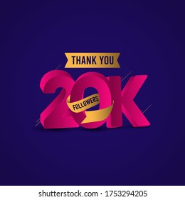 Thank You 20 K Followers Vector Template Design Illustration