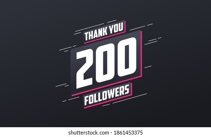 Thank you 200 followers, Greeting card template for social networks.