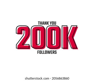 Thank You 200 K Followers Card Celebration Vector Post Social Media Template.