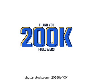 Thank You 200 K Followers Card Celebration Vector. 200000 Followers Congratulation Post Social Media Template.