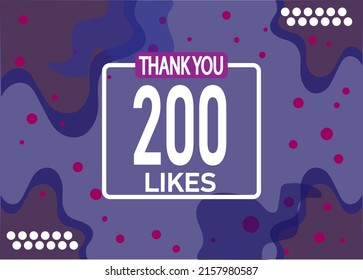 Thank you 200 likes vector. Greeting social card thank you followers. Banner for social networks.