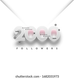 Thank You 2000 Followers Celebration illustration template design. vector eps 10