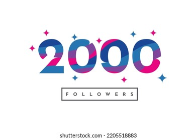 Thank you 2000 followers colorful abstract template design