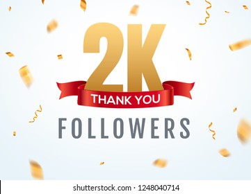 Thank you 2000 followers design template social network number anniversary. Social 2k users golden number friends thousand celebration.