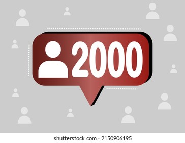 Thank you 2000 followers and peoples. Banner for online social group. Vector illustration