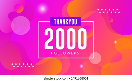 Thank you 2000 followers vector. Greeting social card thank you followers. illustration design for Social Networks.