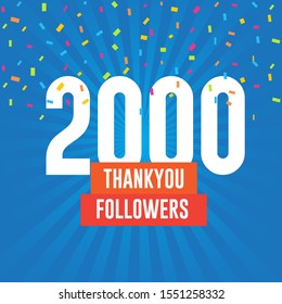 Thank you 2000 followers vector. Greeting social card thank you followers. illustration design for Social Networks.
