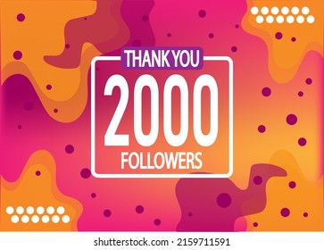 Thank you 2000 followers vector. Greeting social card thank you followers. Banner for social networks.