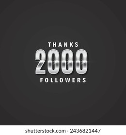 Thank you 2000 followers. Vector thanks design template for network friends and subscribers