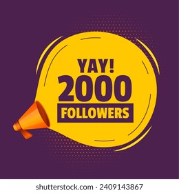 thank you 2000 followers web network background with megaphone vector