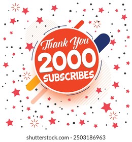 Thank you 2000 subscribers, 2K subscribers celebration modern colorful design, social media post