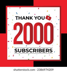 Thank You 2000 Subscribers Celebration Vector Template Design