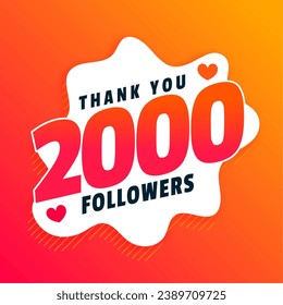 thank you 2000 thousand social media subscribers fluid background design vector