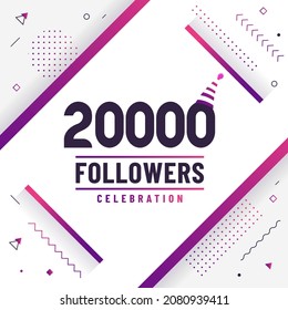 Thank you 20000 followers, 20K followers celebration modern colorful design.