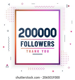 Thank you 200000 followers, 200K followers celebration modern colorful design.