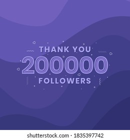 Thank you 200,000 followers, Greeting card template for social networks.