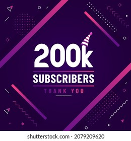 Thank you 200K subscribers, 200000 subscribers celebration modern colorful design.