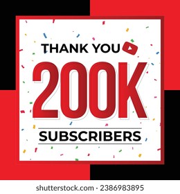 Thank You 200K Subscribers Celebration Vector Template Design