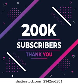 Thank you 200k subscribers or followers. web social media modern post design
