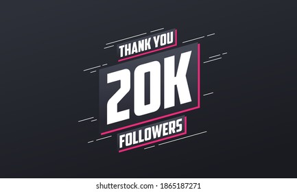 Thank you 20K followers, Greeting card template for social networks.