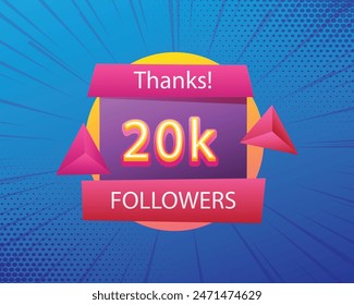 Thank you for 20k followers online social banner happy celebration