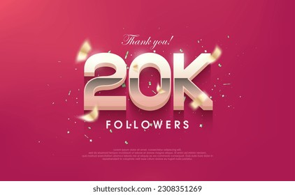 Thank you 20K followers, vector background design for social media posts.