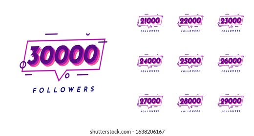 Thank You 21000 Followers to 30000 template design. Vector Eps 10 svg