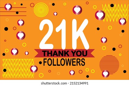 Thank you 21000 followers. Congratulation colorful image for net friends social.