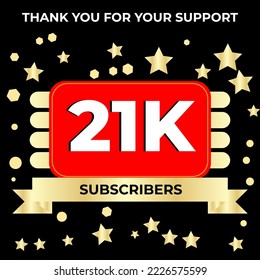 Thank you 21k followers celebration template design perfect for social network and followers, Vector illustration.