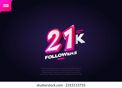 Thank you 21K Followers with Dynamic 3D Numbers on Dark Blue Background