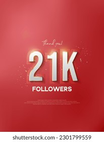 Thank you 21k followers with white numbers wrapped in shiny gold.