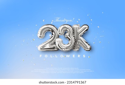 Thank you for the 23k followers with silver metallic balloons illustration.
