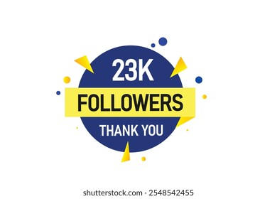 obrigado 23k seguidores, vetor, ilustração, social, mídia, post, assinantes, seguidores design de animação, banner, premium, fundo
