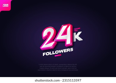 Thank you 24K Followers with Dynamic 3D Numbers on Dark Blue Background