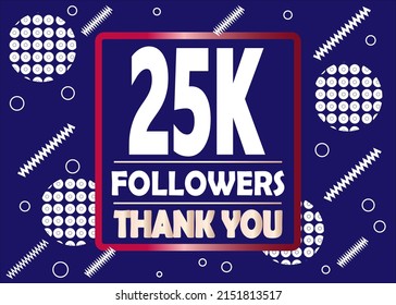 Thank you 25000 followers celebration blue and white modern design svg