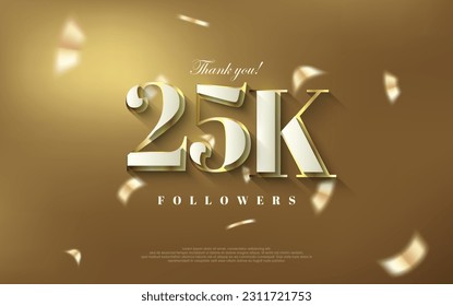 Thank you 25k followers background, shiny luxury gold design. svg