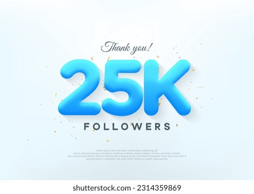 Thank you 25k followers, with blue balloons numbers. svg