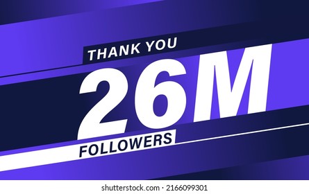 Thank you 26 million followers, modern banner design vectors