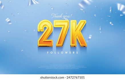 Thank you for 27k loyal followers, greeting design for social media posts.